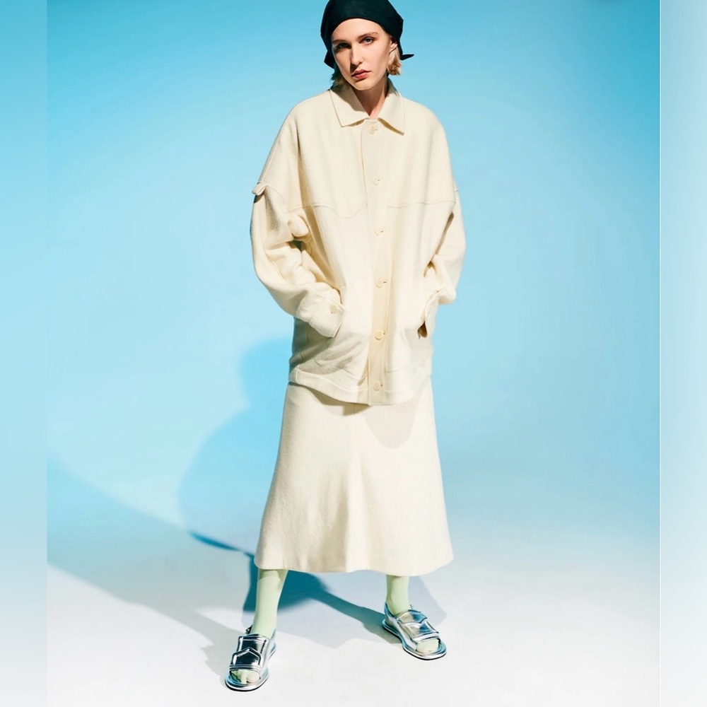 Tibi Boiled Wool Oversized Western Shirt Jacket